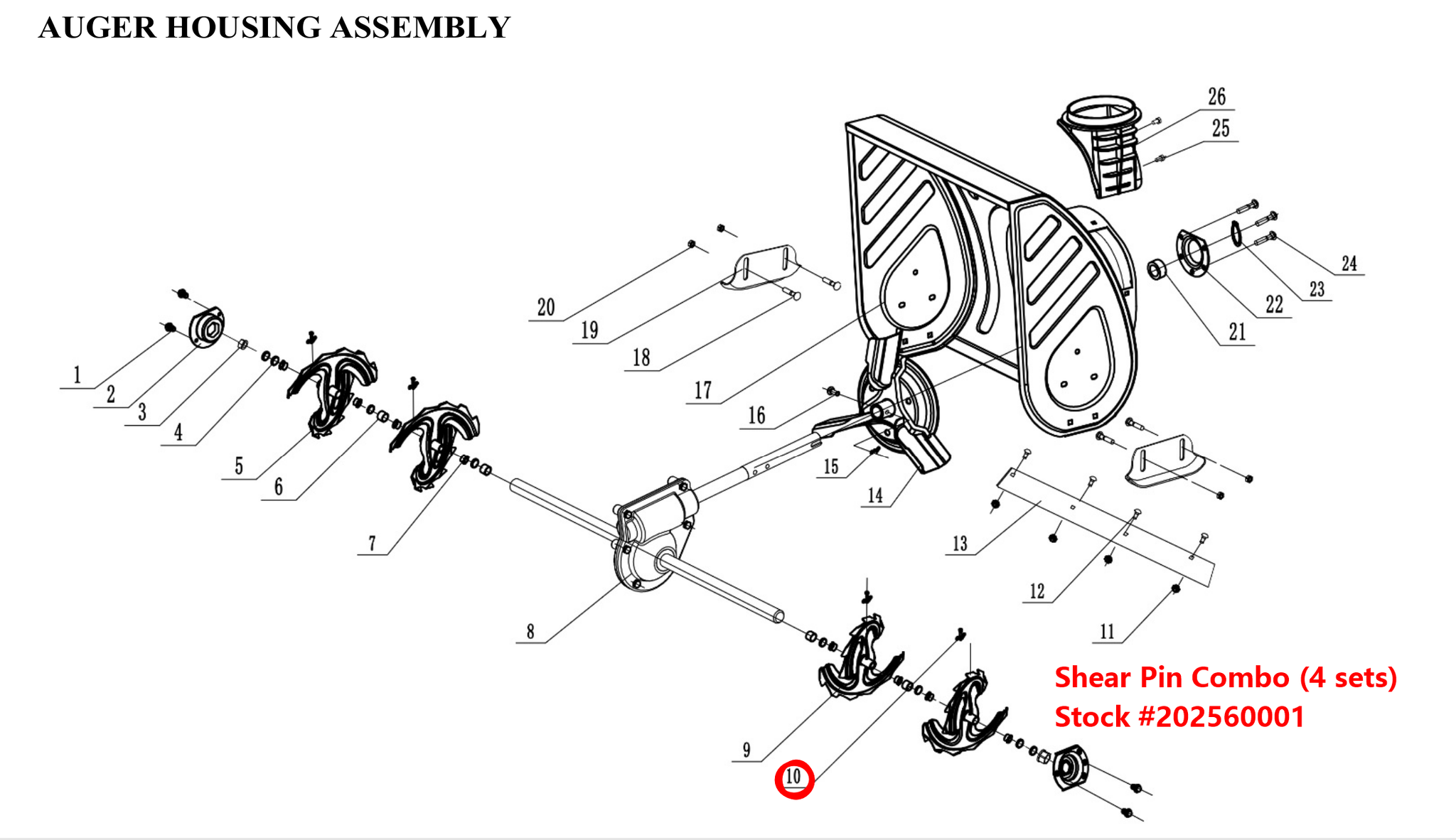 Snow Blower Parts - Shear Pin Combo (4 sets), Stock #202560001