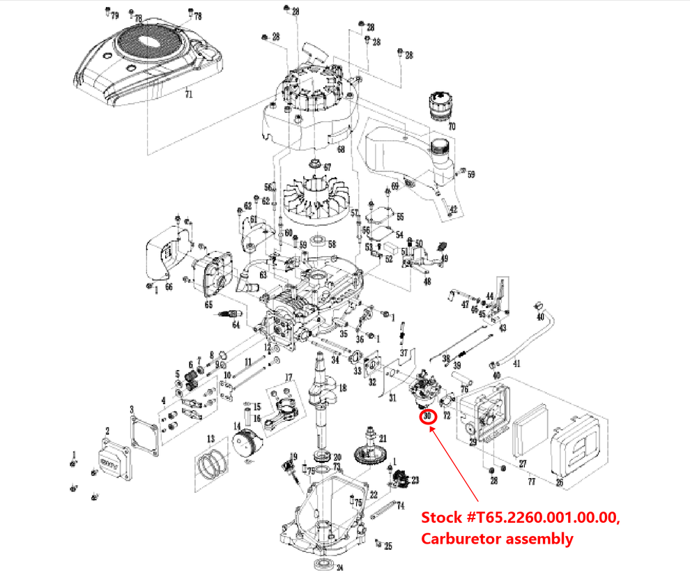 PowerSmart Lawn Mower Parts161cc Carburetor Assembly, Stock T652260