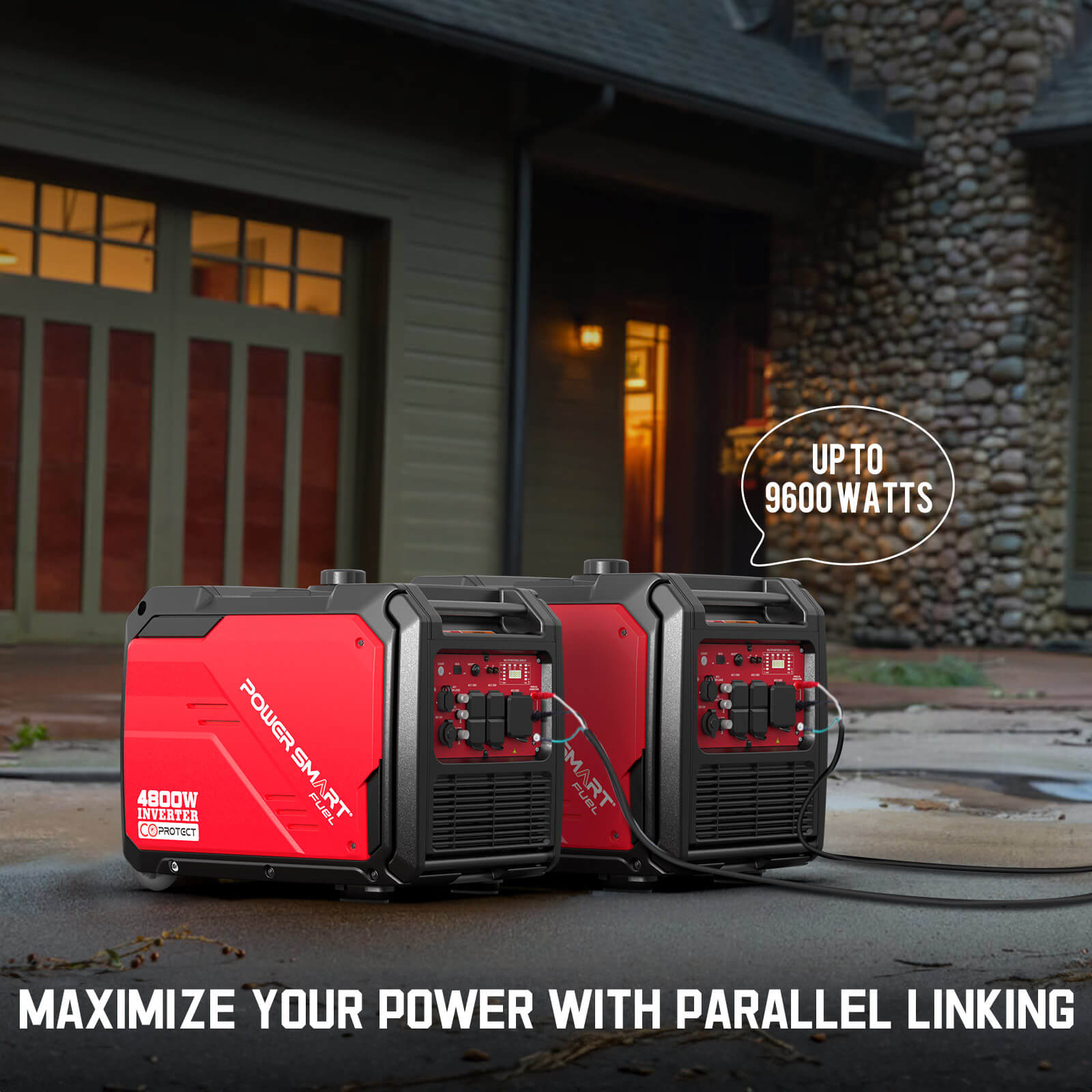4800W Inverter Generator w/ Electric Start, Wheels Handle Kit, CO Sensor PS5046CE