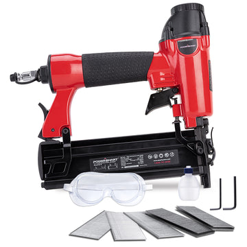 18-Gauge Pneumatic Brad Nailer, 2 in 1 Nail Gun and Crown Stapler with Safety Glasses PS6130