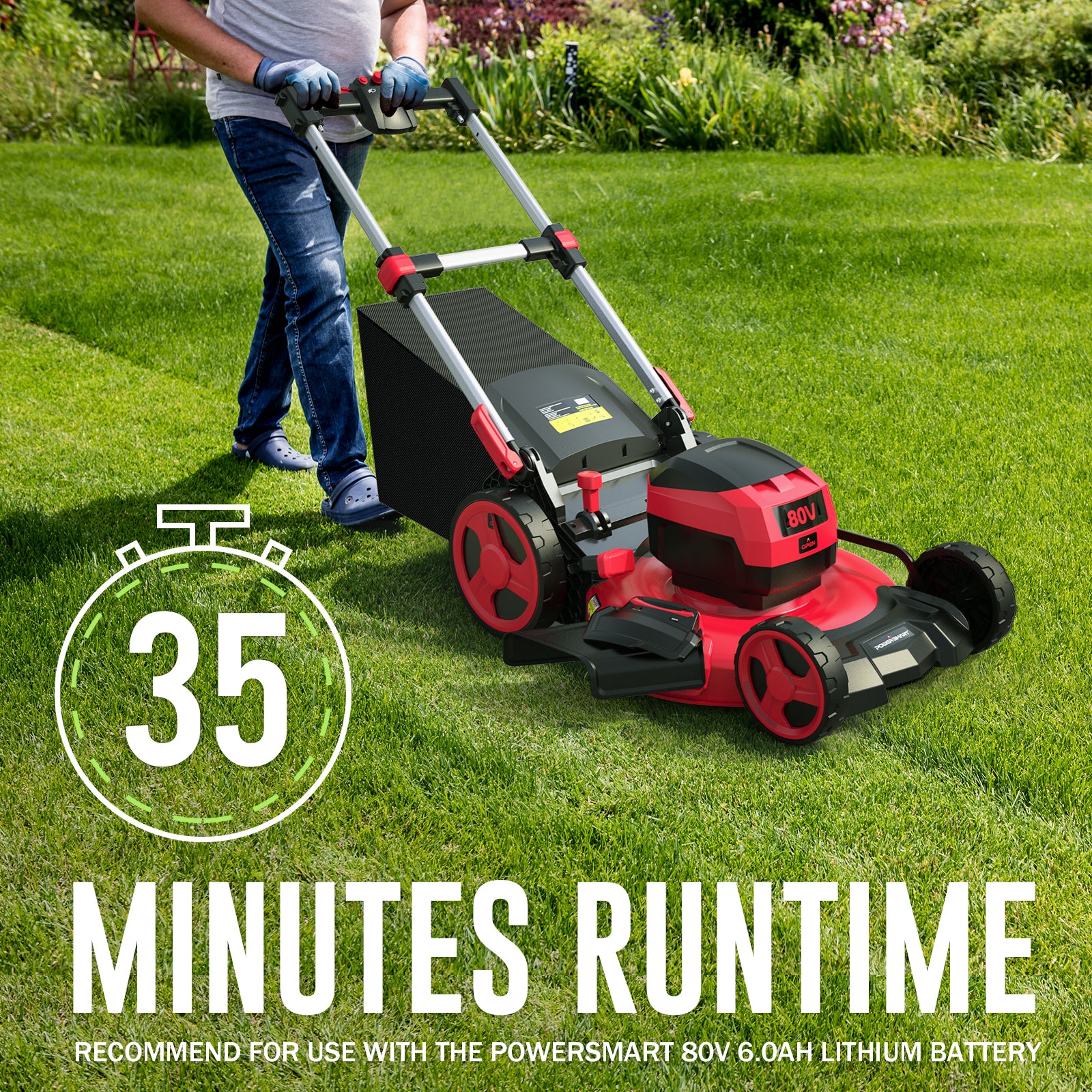 80V 21" Cordless Self-propelled Lawn Mower w/ Two 6Ah Battery & Charger PS76821SRB+DB2108