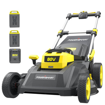 80V 26" Brushless Cordless Self-Propelled Lawn Mower Yellow With 2 Batteries PS76826+DB2108