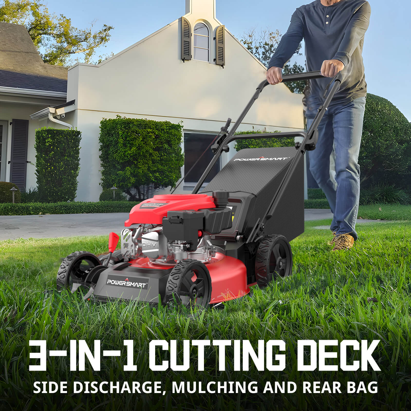 17" 144cc Gas Push 3-in-1 Lawn Mower DV8618P-M