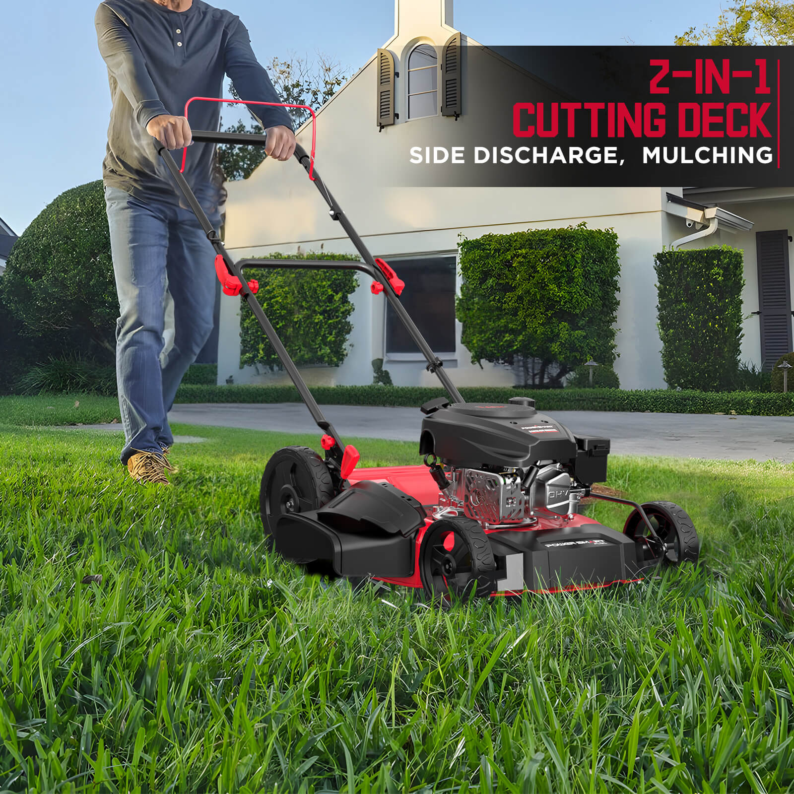 21'' 144cc Gas Push 2-in-1 Lawn Mower V8721C-M