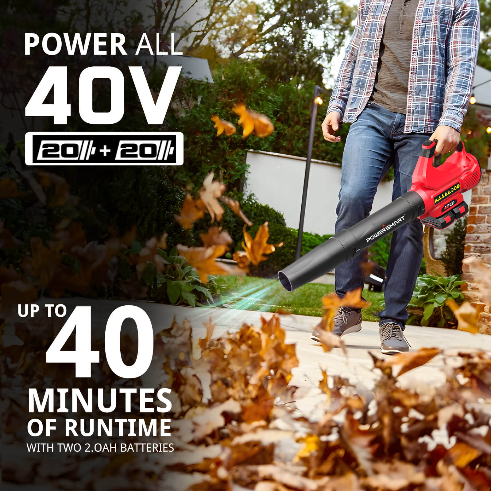 450CFM Cordless Leaf Blower w/ Two 20V Battery and Charger DB2201B-M