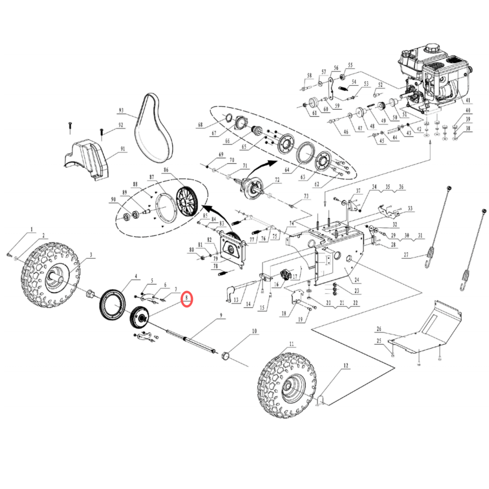 Snow Blower Parts - Differential Assembly, Stock#202190001