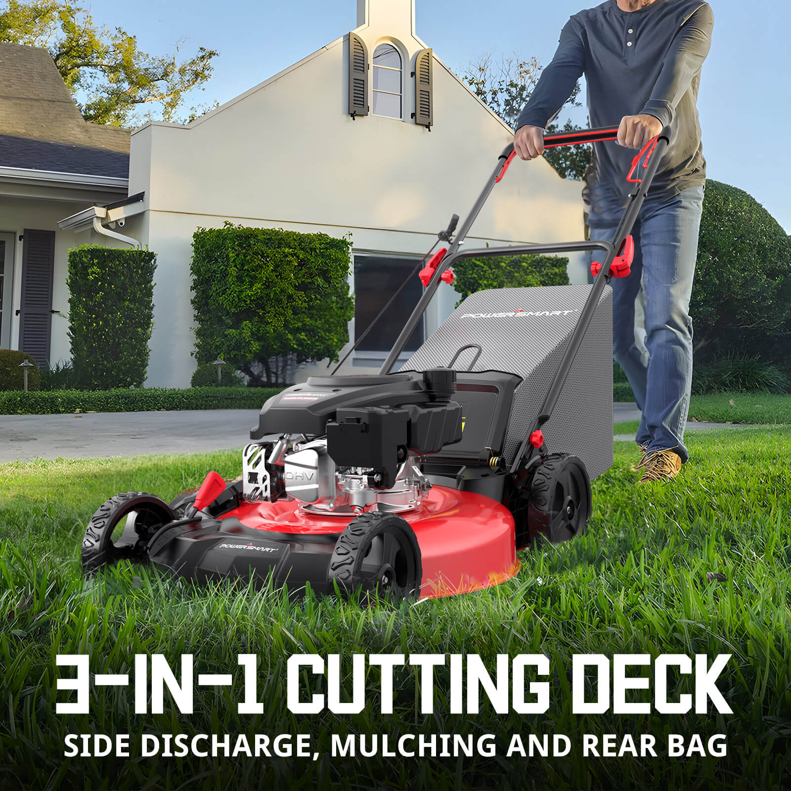 21 " 170cc Gas Self-Propelled Lawn Mower Red