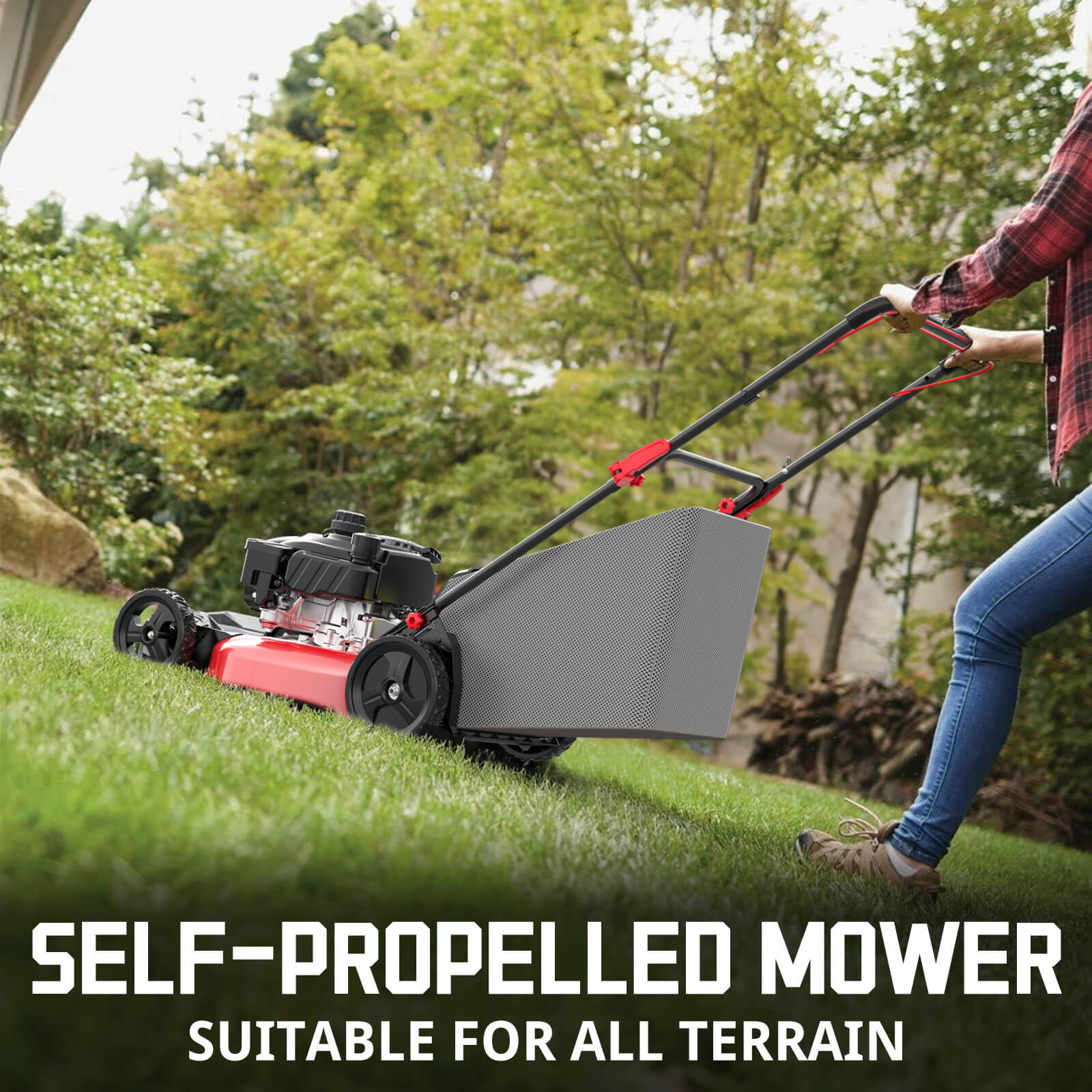 21 " 170cc Gas Self-Propelled Lawn Mower Red