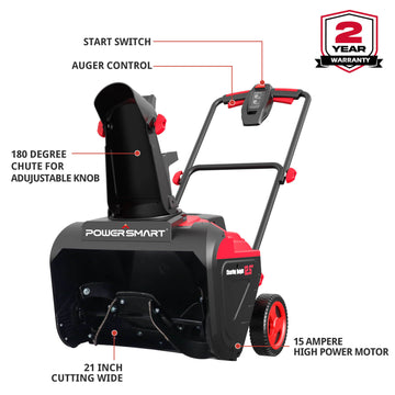 80V 21'' Single Stage Cordless Snow Blower w/ Battery and Charger HB2802A