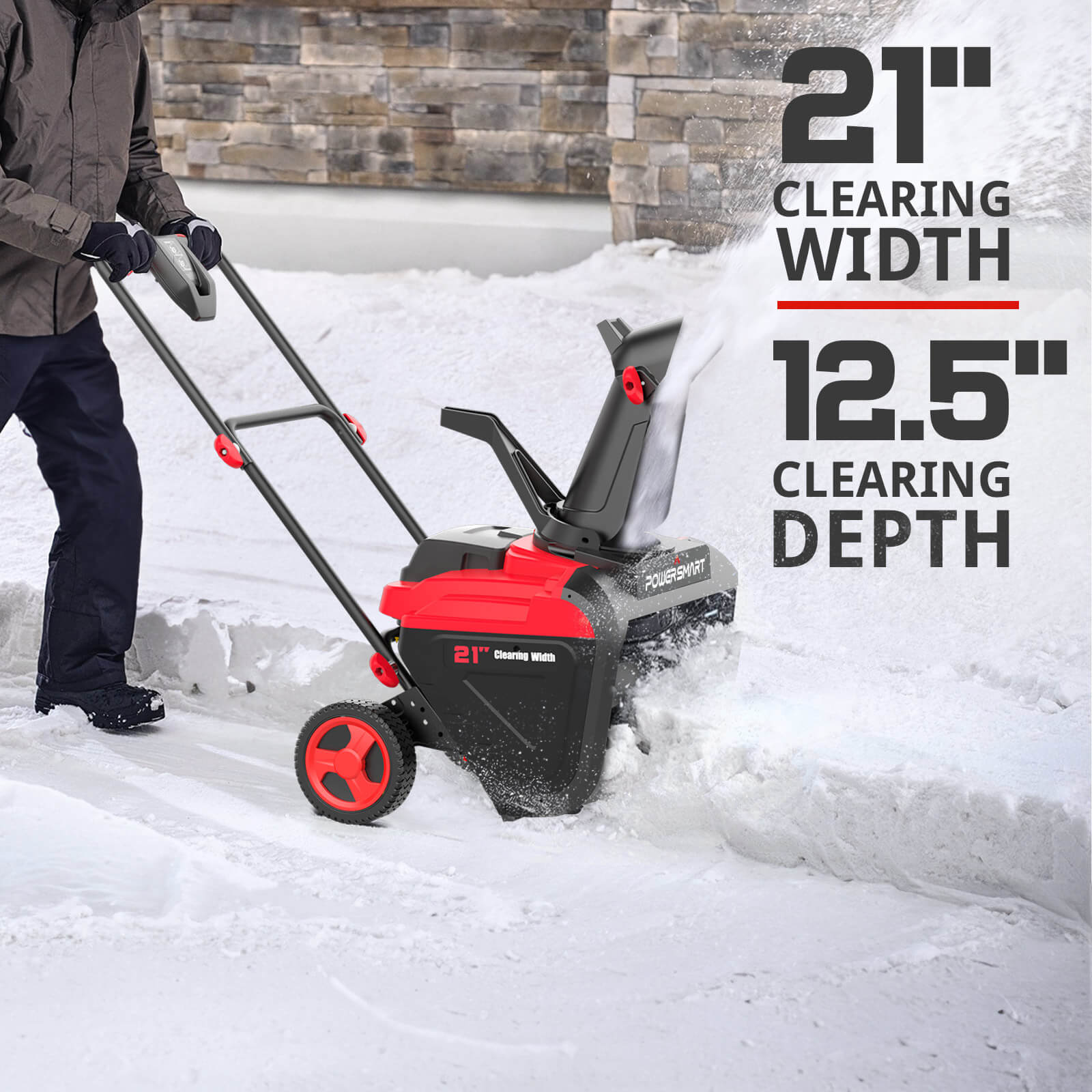 80V 21'' Single Stage Cordless Snow Blower w/ Battery and Charger HB2802A