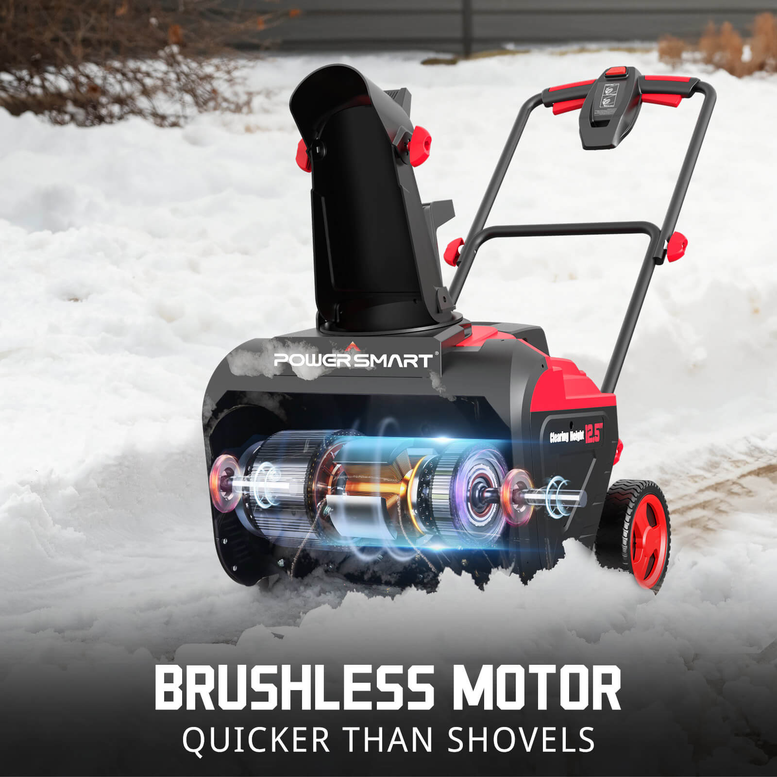 80V 21'' Single Stage Cordless Snow Blower w/ Battery and Charger HB2802A