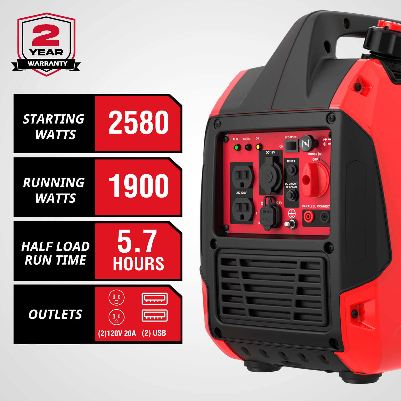 2580W Inverter Gas Generator HB5026