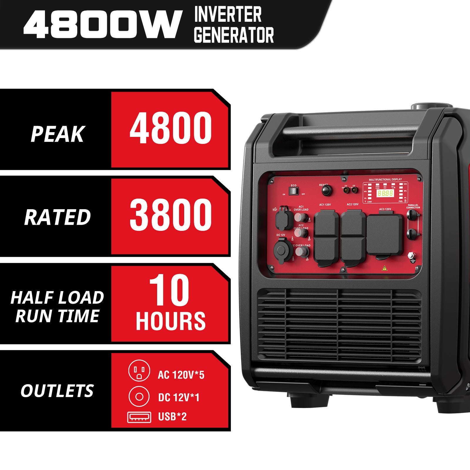 4800W Inverter Generator w/ CO Alert HB5046C-W