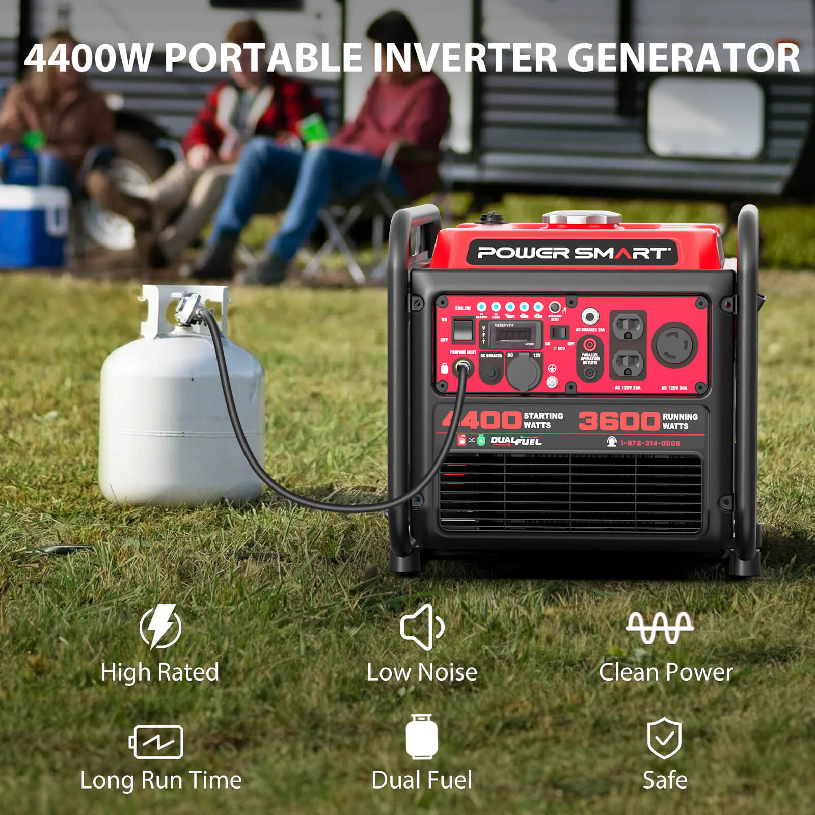 4400W Open Frame Dual Fuel Inverter Generator w/ CO Alert MB5040DC