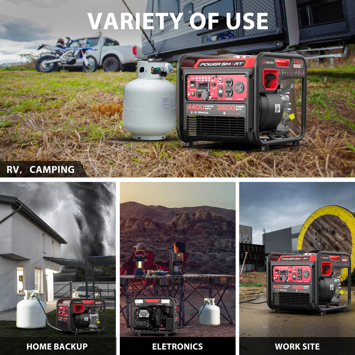 4400W/4000W Gasoline/Propane Duel Fuel Inverter Generator w/ CO Alert