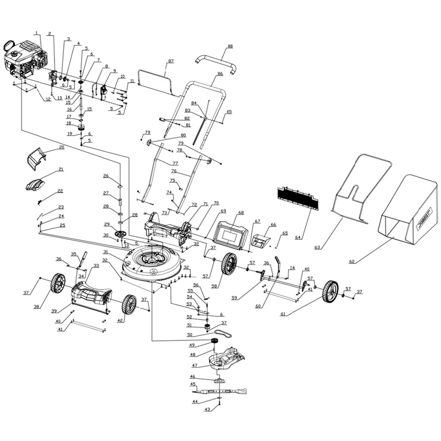 Lawn Mower Parts - 161cc Recoil Starter w/Subassembly, Stock #: T65.2000.001.00.03