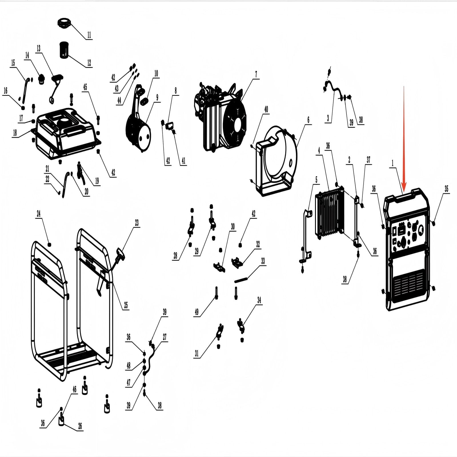 Generator Parts - Control panel, Stock #029027000005