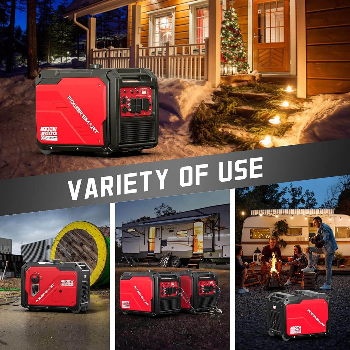4800W Inverter Generator w/ Electric Start,CO Alert PS5046CE