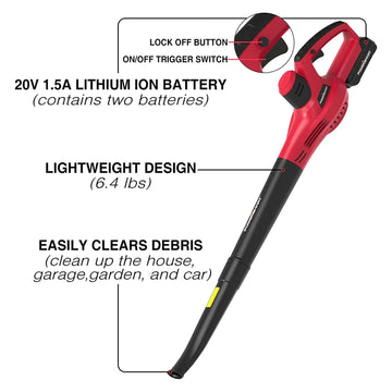 20V 120CFM Cordless Leaf Blower w/ Two Batteries & Charger PS76101A-2B