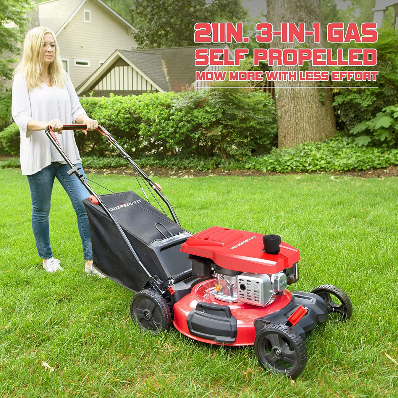21" 209cc Gas Selfpropelled Lawn Mower Red DB2194SH PowerSmart USA