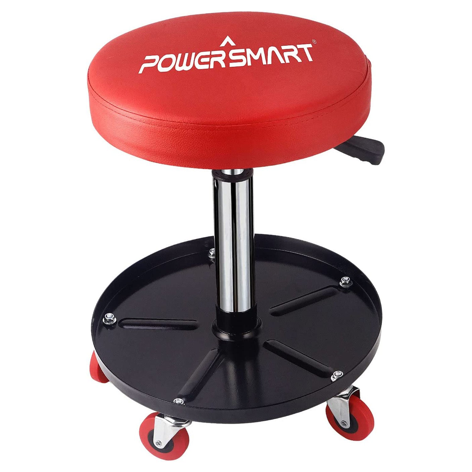 300-pound Capacity Rolling Mechanic Stool - Adjustable Height, Pneumatic Creeper Garage/Shop Seat with Wheels PS1101