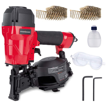Roofing Nailer, 15 Degree Roofing Nail Gun with Safety Goggles, 3/4-Inch to 1-3/4-Inch Coil Nails PS6110
