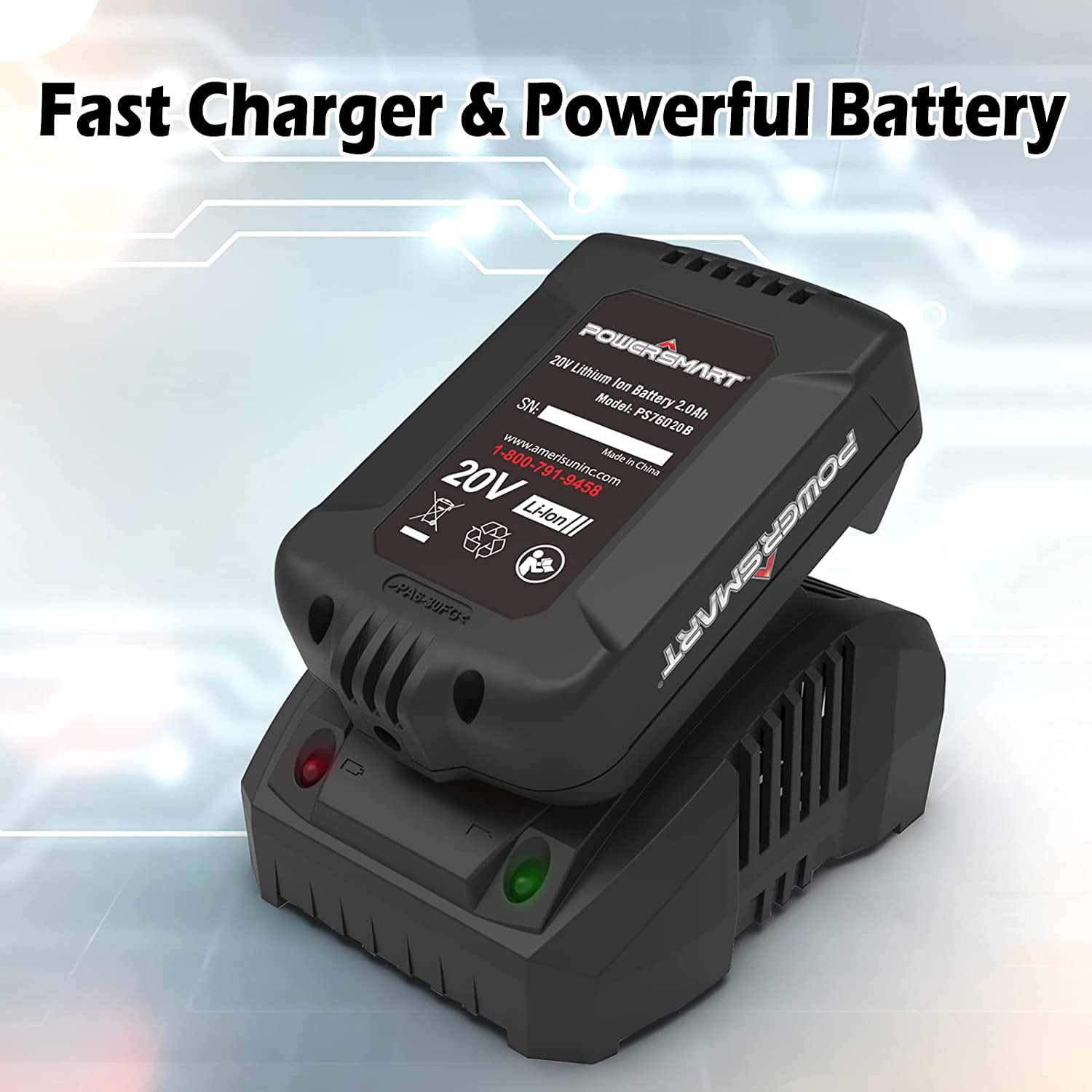 PowerSmart Motosierra eléctrica de 20 V, motosierra inalámbrica con cadena  y barra de 10 pulgadas, batería de 2.0 Ah y cargador rápido incluidos