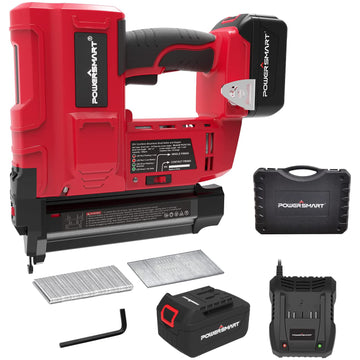 20V 18 Gauge Cordless Nail Gun, 2 in 1 Brushless Nail/Staple Gun with 4.0Ah Lithium-Ion Battery and Fast Charger, 18GA Nails/Staples for Woodworking PS76170A