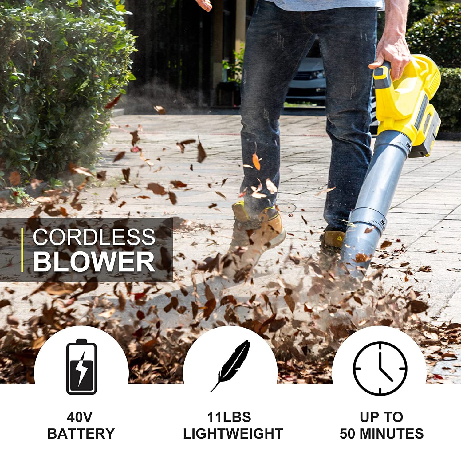 450CFM Cordless Leaf Blower w/ 40V 4.0Ah Battery and Charger PS76220A